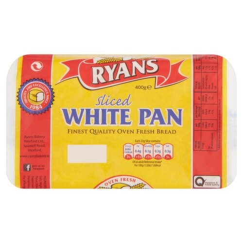 Ryans Sliced Pan White   (400 g)