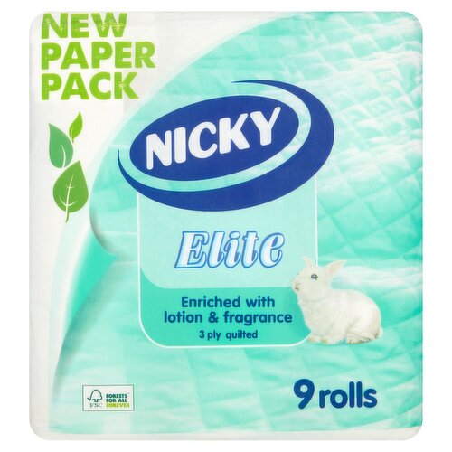 Nicky Elite 3 Ply Toilet Tissue (9 Roll)