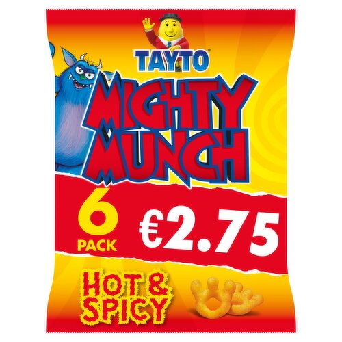 Tayto Hot & Spicy Mighty Munch Snacks 6 Pack (26 g)