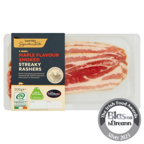 SuperValu Signature Tastes Irish Pork Maple Flavour Smoked Streaky Rashers (200 g)