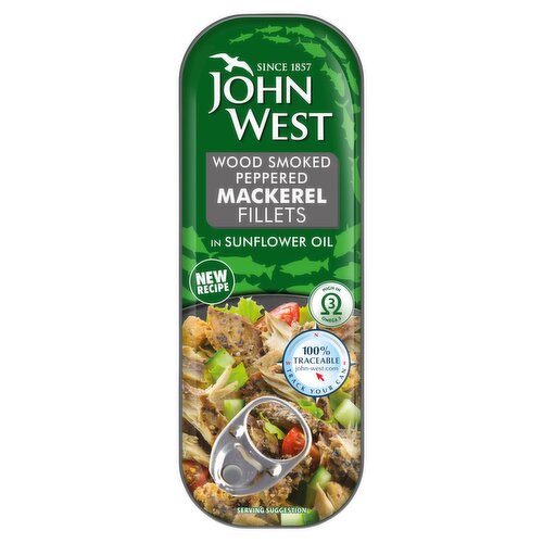 John West Wood Smoked Peppered Mackerel Fillets in Sunflower Oil (110 g)