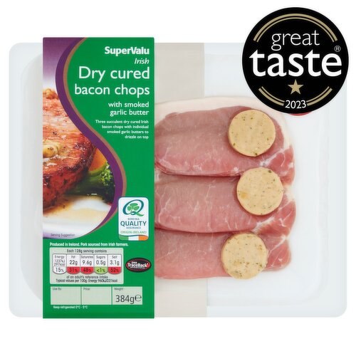 SuperValu Fresh Irish Dry Cured Bacon Chops with Garlic Butter (384 g)