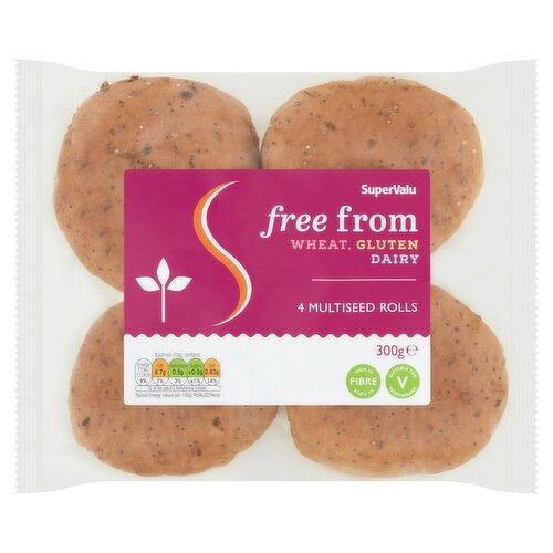 SuperValu Free From 4 Fresh White Seeded Rolls (300 g)