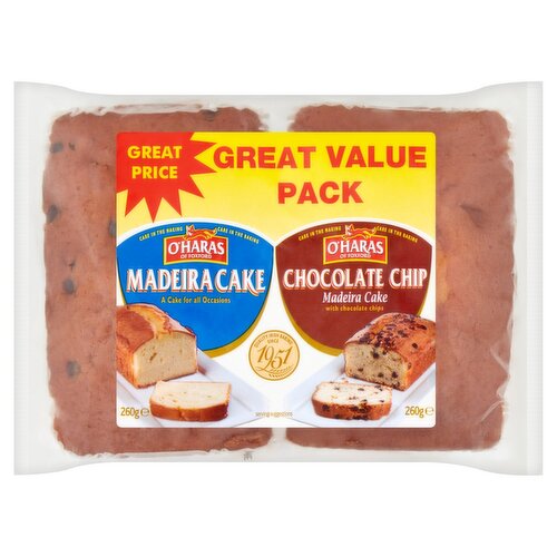 O Haras Madeira and Chocolate Chip Cake Twin Pack (520 g)