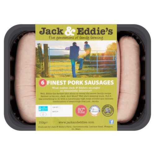 Jack and Eddies Pork Sausages 6 Pack (350 g)