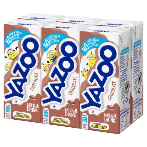 Yazoo Chocolate No Added Sugar Milkshake 6 Pack (200 ml)