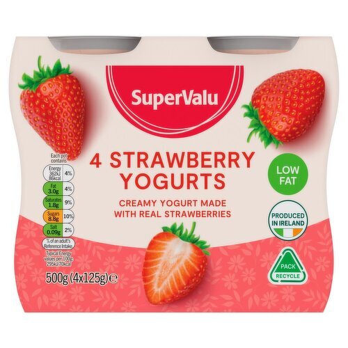 SuperValu Strawberry Yogurt 4 Pack (500 g)