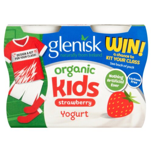 Glenisk Organic Kids Strawberry Yogurt 4 Pack (360 g)