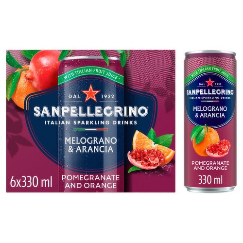 San Pellegrino Pomegranate & Orange Can 6 Pack (330 ml)