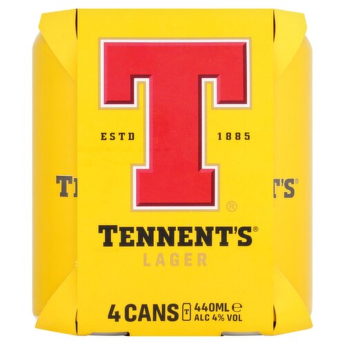 Tennent's Lager Can 4 Pack (440 ml)