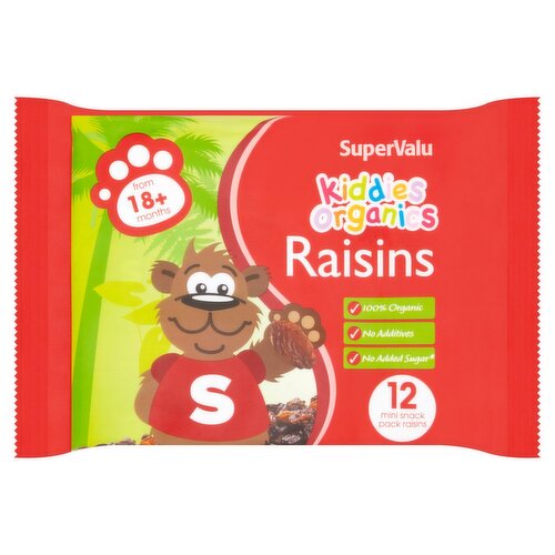 SuperValu Kiddies Organic Raisins 18+ Months 12 Mini Packs (168 g)