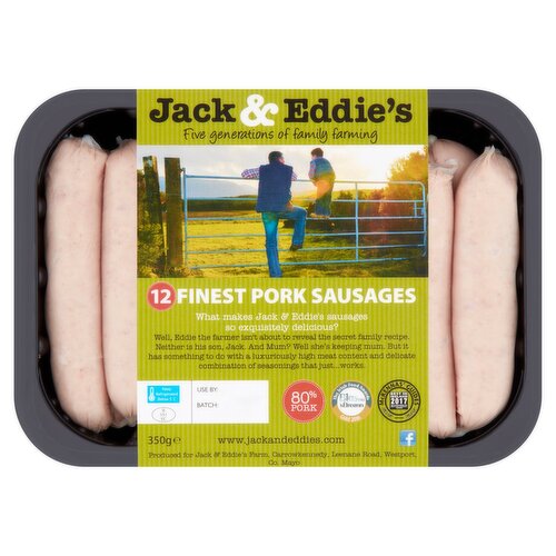 Jack and Eddies Pork Sausages 12 Pack (350 g)