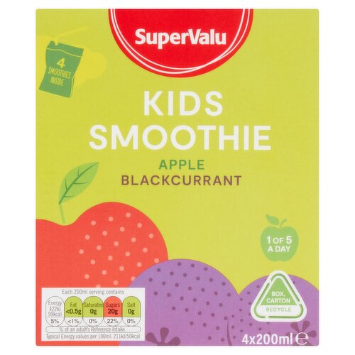 SuperValu Kids Smoothies Apple & Blackcurrant 4 Pack (200 ml)