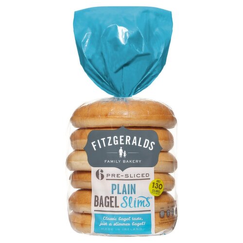 Fitzgeralds Plain Bagel Slims 6 Pack (250 g)