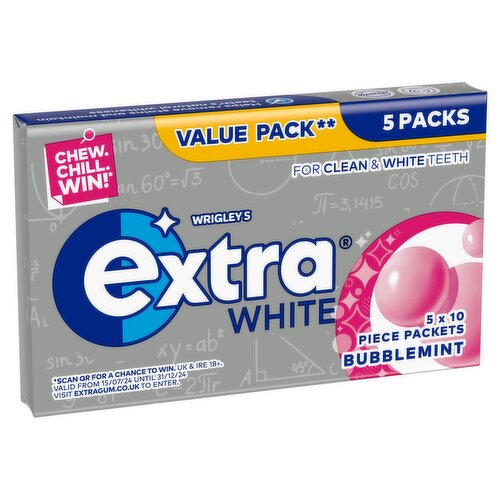 Wrigley's Extra White Bubblemint Gum 5 Pack (14 g)