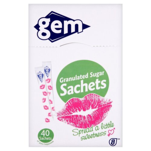 Gem Granulated Sugar Sticks 40 Piece (40 Piece)