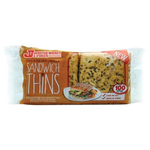 Johnston Mooney and O Brien Chia and Linseed Sandwich Thins (144 g)