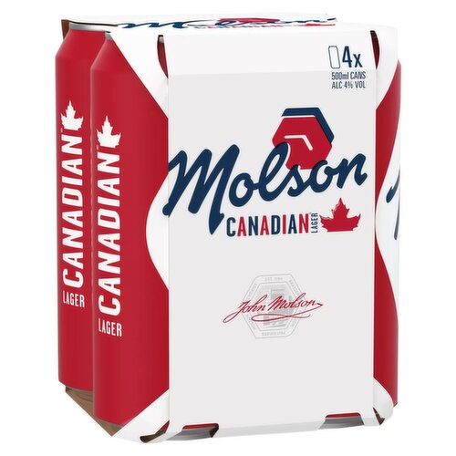 Molson Canadian Lager Can 4 Pack (500 ml)