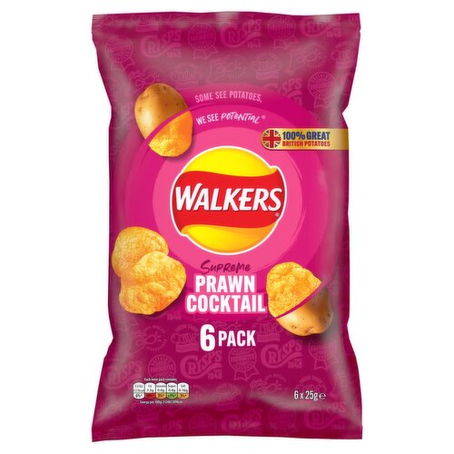 Walkers Prawn Cocktail Crisps 6 Pack (25 g)