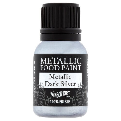 Rainbow Dust Metallic Dark Silver Food Paint (25 ml)