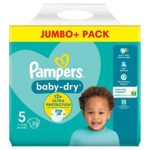 Pampers Baby Dry Nappies Size 5 Jumbo+ Pack (72 Piece)