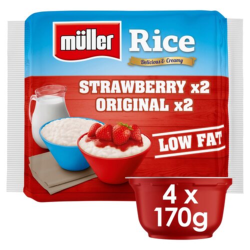 Muller Rice Original & Strawberry Low Fat Dessert 4 Pack (170 g)