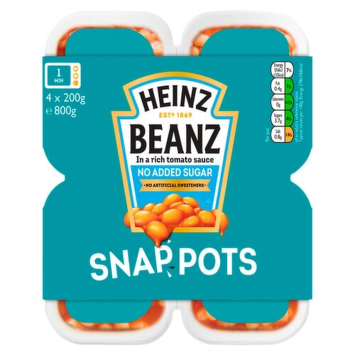 Heinz Beanz No Sugar Added 4 Snap Pots (800 g)