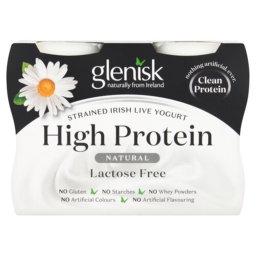 Glenisk 0% Fat Natural Protein Yogurt 4 Pack (100 g)