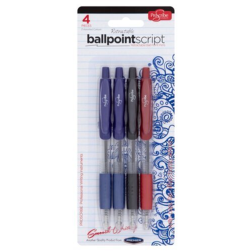 Retractable Ball Pens 4 Pack (1 Piece)