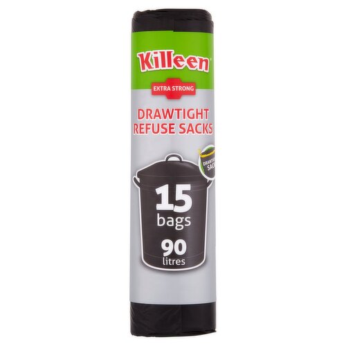 Killeen 90l Extra Strong Drawtight Refuse Sacks (15 Piece)