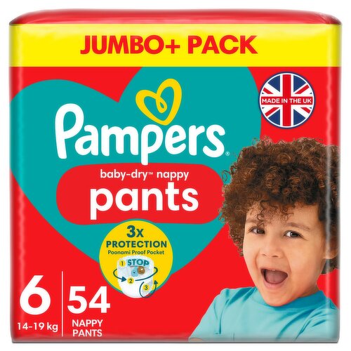 Pampers Baby Dry Nappy Pants Size 6 Jumbo+ Pack (54 Piece)