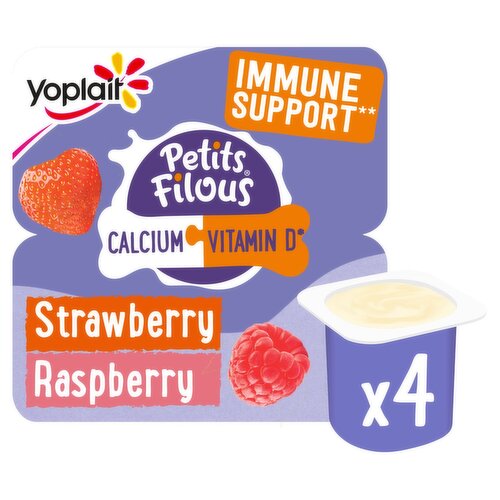 Yoplait Petits Filous Strawberry & Raspberry Big Pot 4 Pack (0.34 kg)