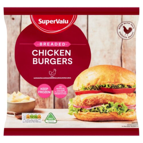 SuperValu Breaded Chicken Burgers 10 Pack (680 g)