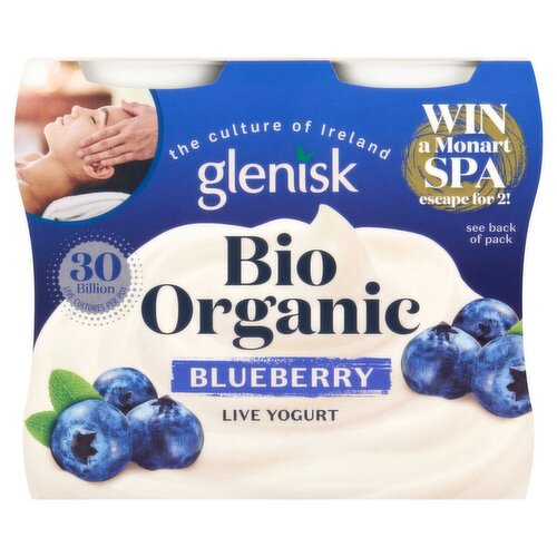 Glenisk Organic Bio Blueberry Yogurt 4 Pack (125 g)