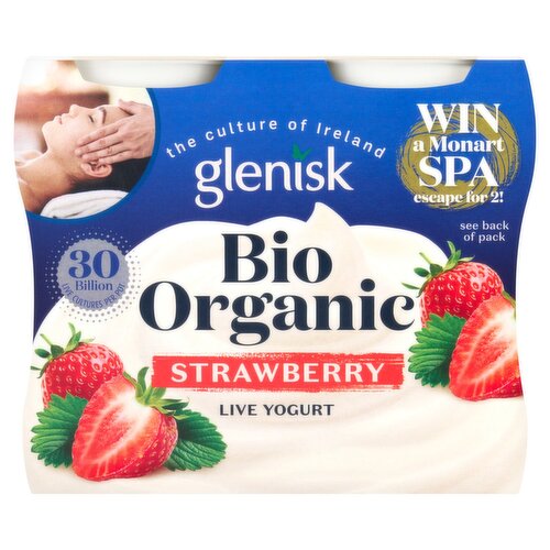Glenisk Organic Bio Strawberry Yogurt 4 Pack (125 g)