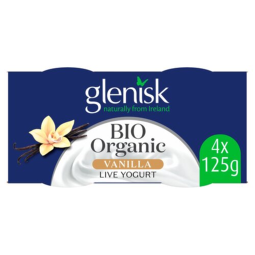 Glenisk Organic Bio Vanilla Yogurt 4 Pack (125 g)