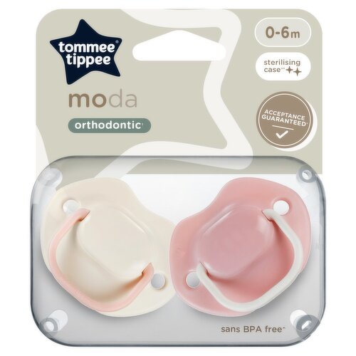 Tommee Tippee Moda Orthodontic Soothers 0-6 Months (2 Piece)