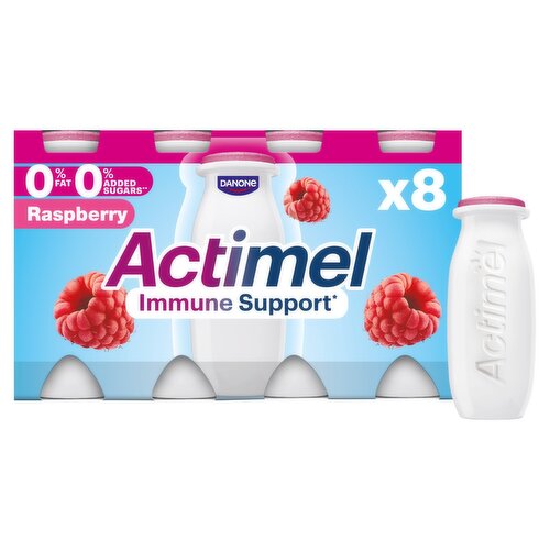 Actimel 0% Fat Raspberry Drink 8 Pack (100 g)