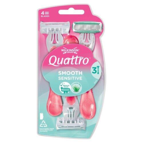 Wilkinson Sword Quattro For Women Sensitive Razors 3 Pack (3 Piece)