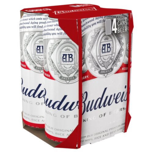 Budweiser Lager Cans 4 Pack (500 ml)