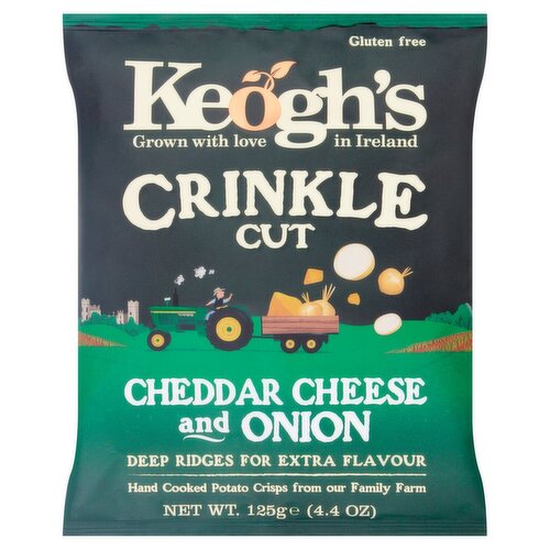 Keogh s Crinkle Cut Irish Cheddar Cheese Red Onion Crisps 125 G 