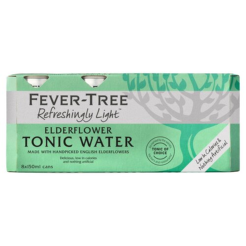 Fever Tree Refreshingly Light Elderflower Tonic Water Can 8 Pack (150 ml)