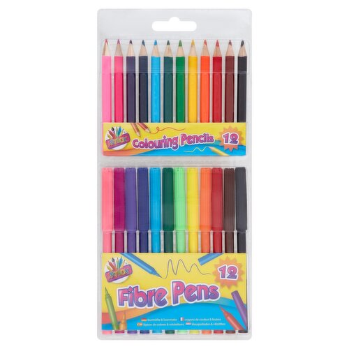 Art Box Colouring Pens Plus 12 Pencils (1 Piece)