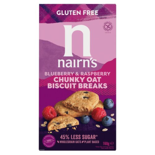 Nairns Gluten Free Biscuit Breaks Chunky Oats, Blueberry & Raspberry (160 g)