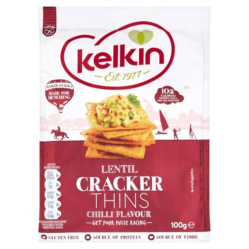 Kelkin Gluten Free Lentil Chilli Flavour Cracker Thins (100 g)