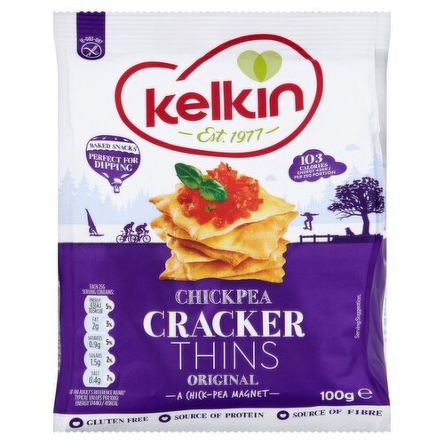 Kelkin Gluten Free Lentil Chickpea Original Cracker Thins (100 g)