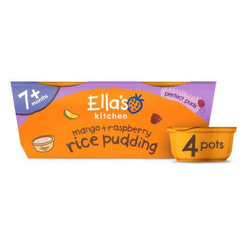 Ella's Kitchen Mango & Raspberry Rice Pudding 7+Months 4 Pots (80 g)