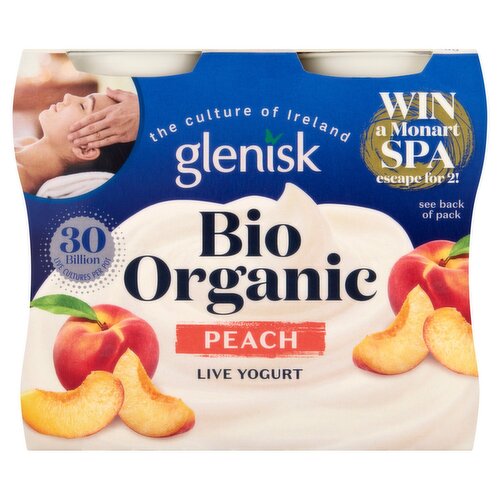 Glenisk Organic Bio Peach Yogurt 4 Pack (125 g)