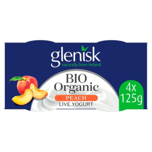 Glenisk Organic Bio Peach Yogurt 4 Pack (125 g)