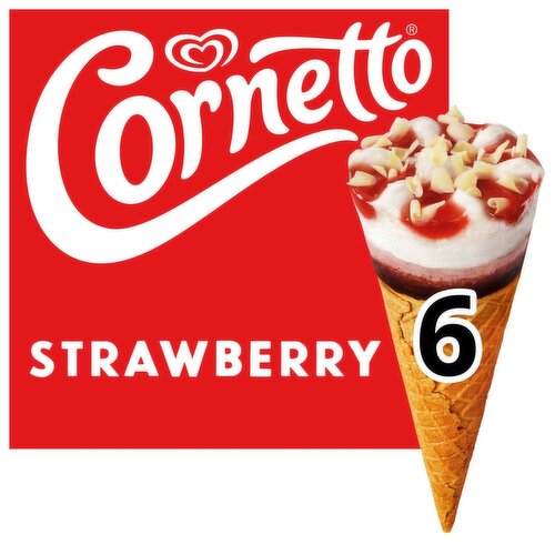 Cornetto Strawberry Ice Cream Cones 6 Pack (90 ml)
